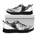 Siberian Husky Portrait Print Black Running Shoes