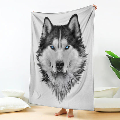 Siberian Husky Portrait Print Blanket