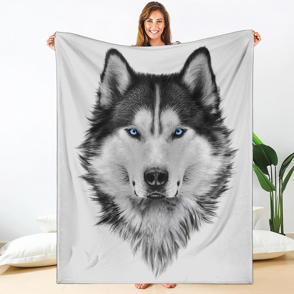 Siberian Husky Portrait Print Blanket