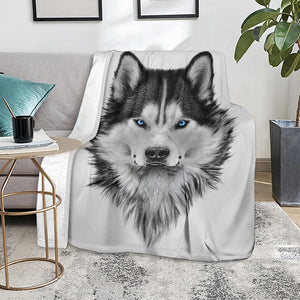 Siberian Husky Portrait Print Blanket