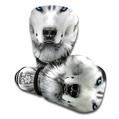 Siberian Husky Portrait Print Boxing Gloves