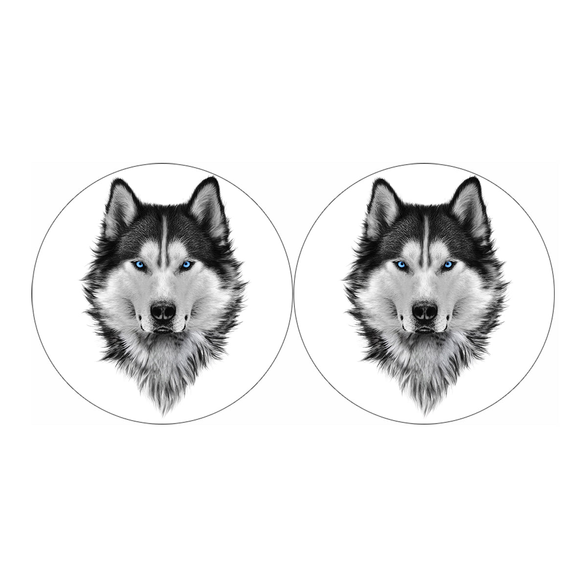 Siberian Husky Portrait Print Car Coasters