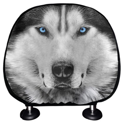 Siberian Husky Portrait Print Car Headrest Covers