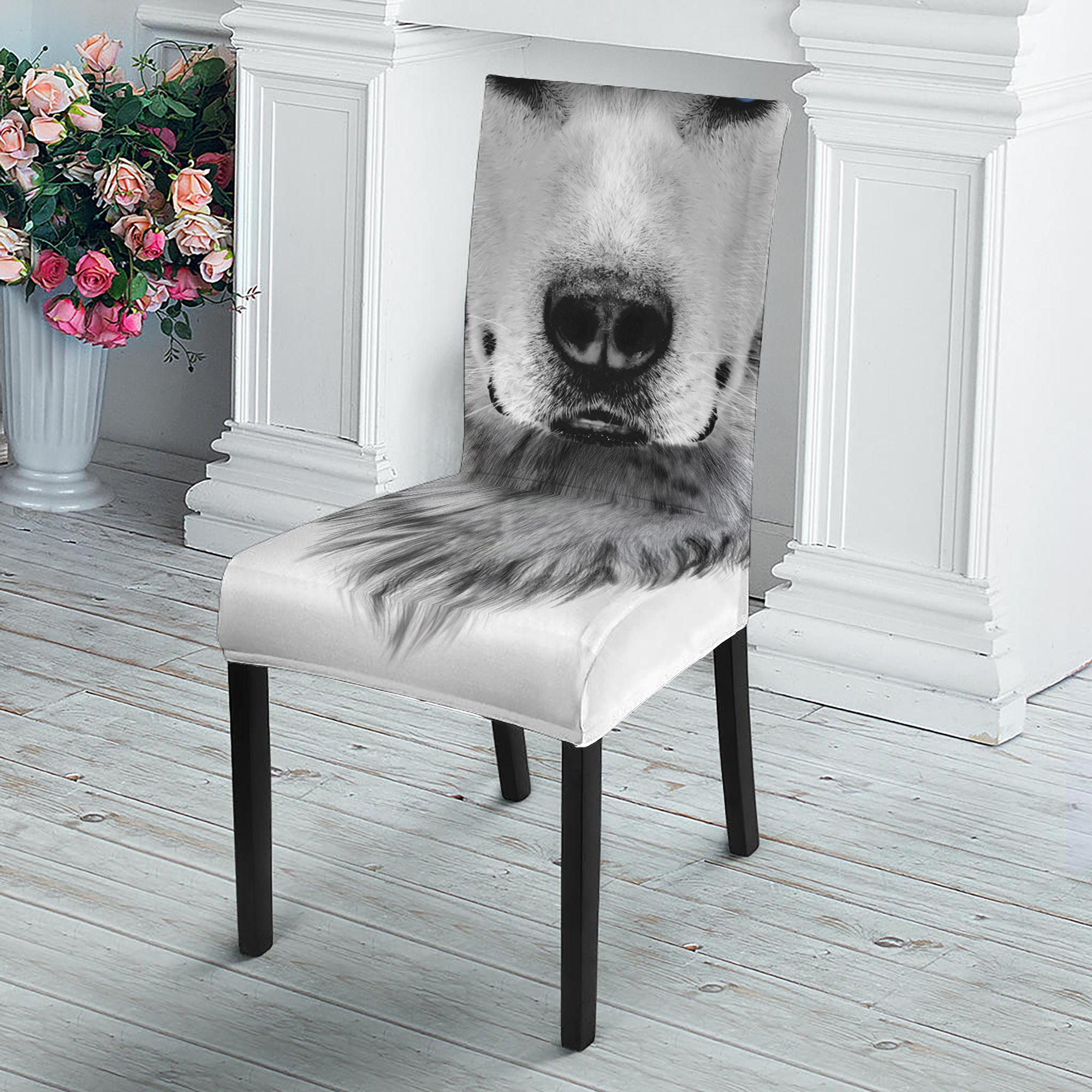 Siberian Husky Portrait Print Dining Chair Slipcover