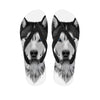 Siberian Husky Portrait Print Flip Flops