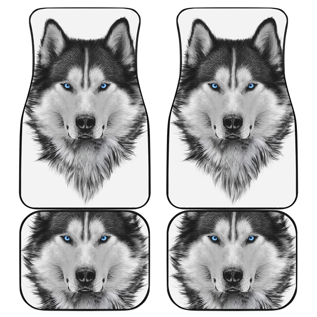 Siberian Husky Portrait Print Front and Back Car Floor Mats