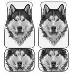 Siberian Husky Portrait Print Front and Back Car Floor Mats