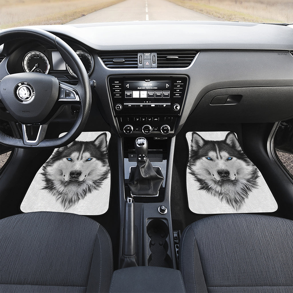 Siberian Husky Portrait Print Front and Back Car Floor Mats