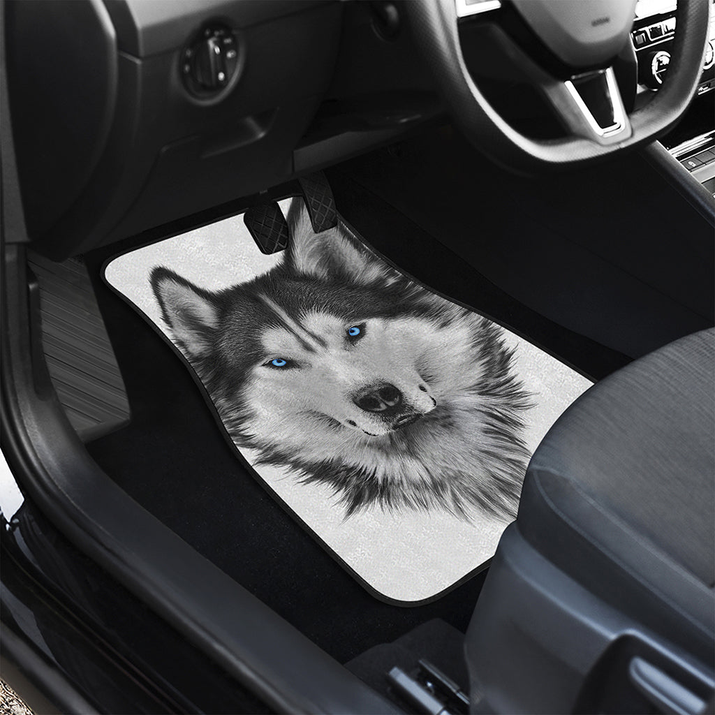 Siberian Husky Portrait Print Front and Back Car Floor Mats