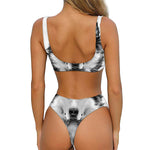 Siberian Husky Portrait Print Front Bow Tie Bikini