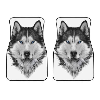 Siberian Husky Portrait Print Front Car Floor Mats