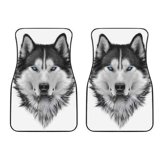 Siberian Husky Portrait Print Front Car Floor Mats