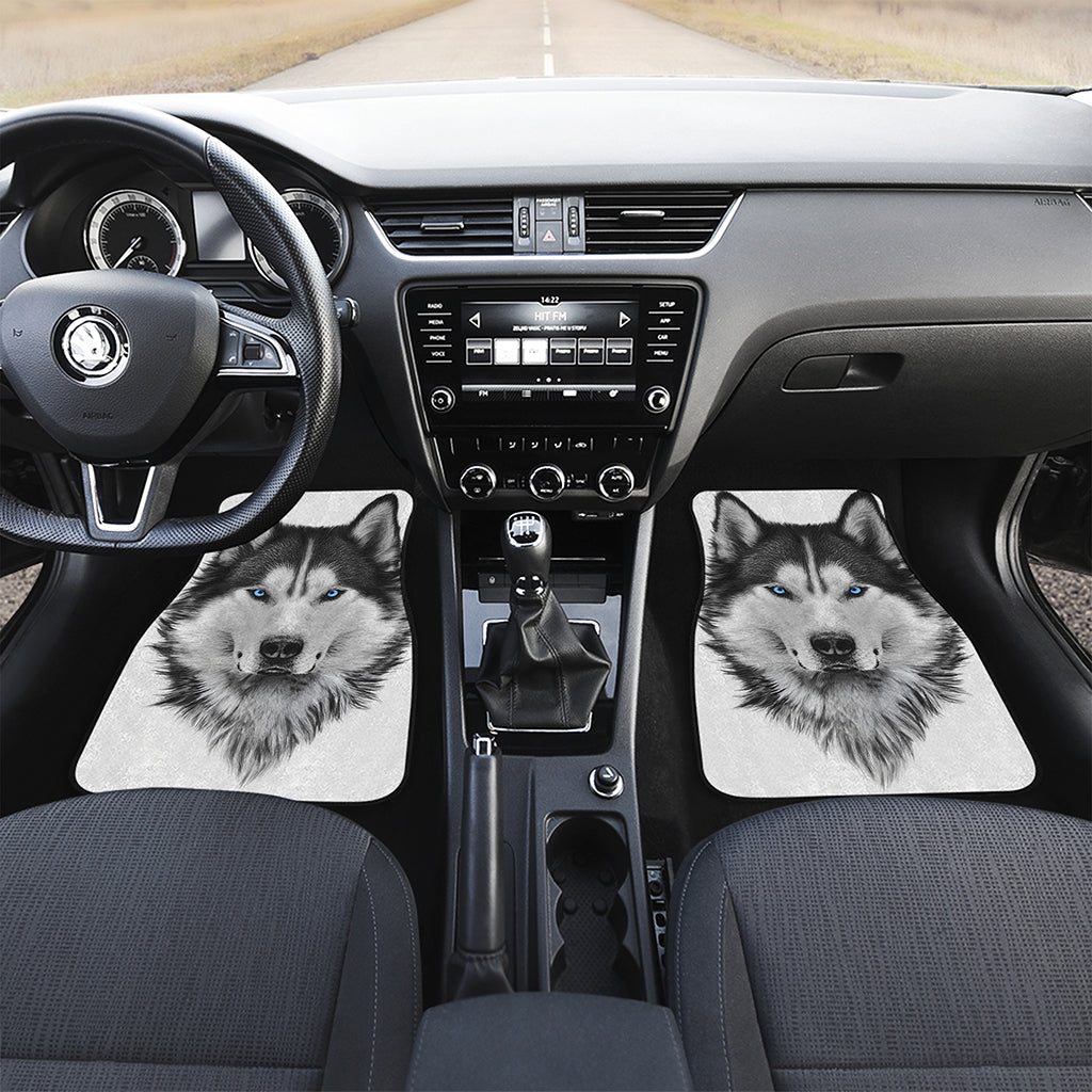 Siberian Husky Portrait Print Front Car Floor Mats