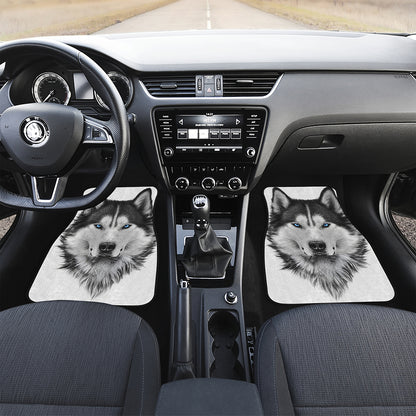 Siberian Husky Portrait Print Front Car Floor Mats