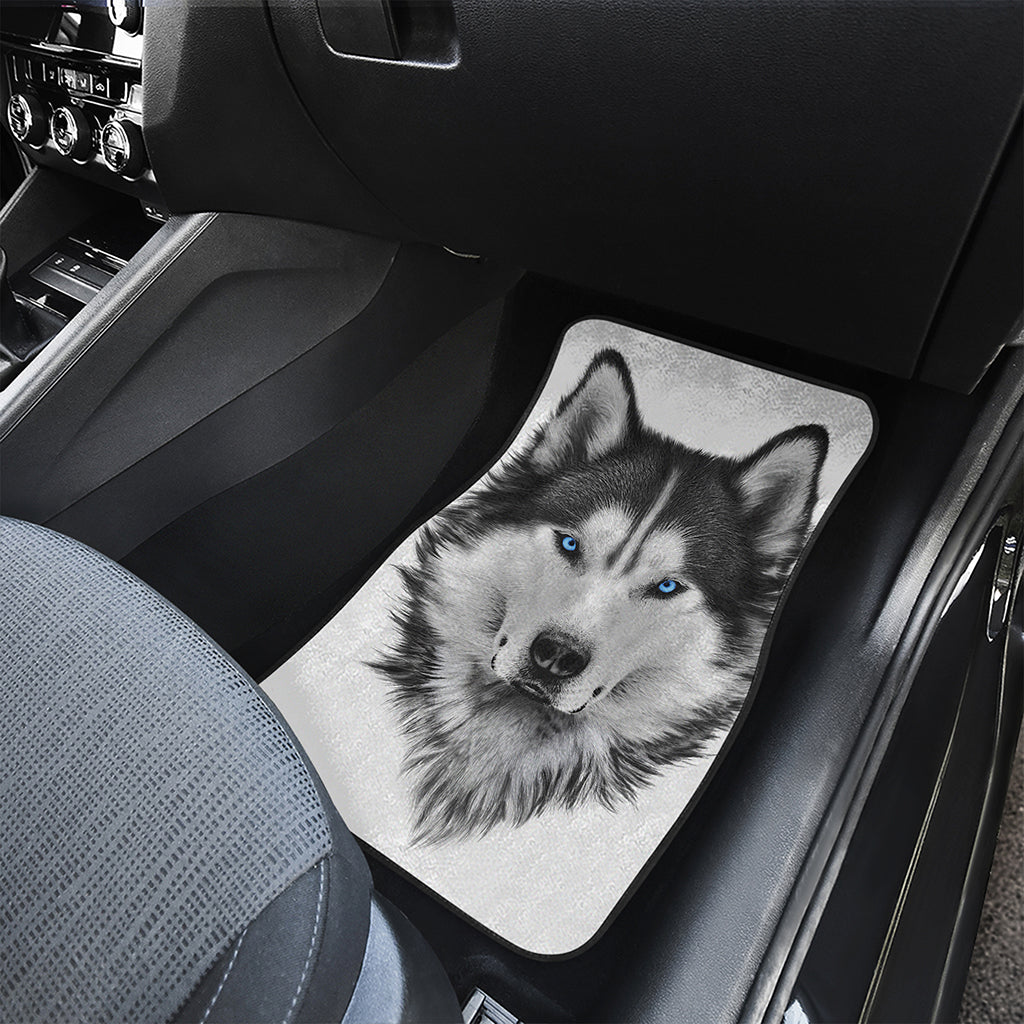 Siberian Husky Portrait Print Front Car Floor Mats