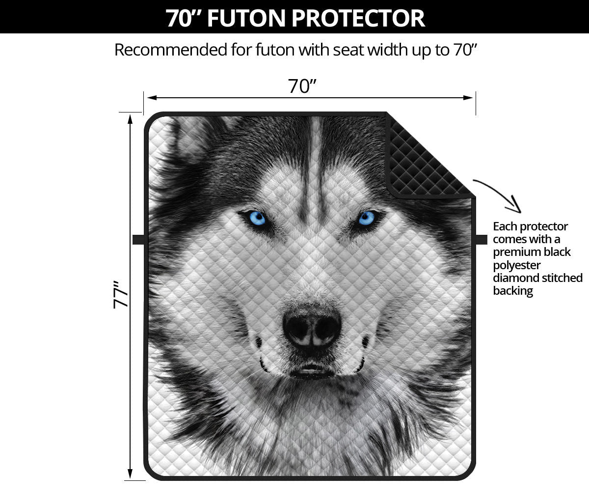 Siberian Husky Portrait Print Futon Protector