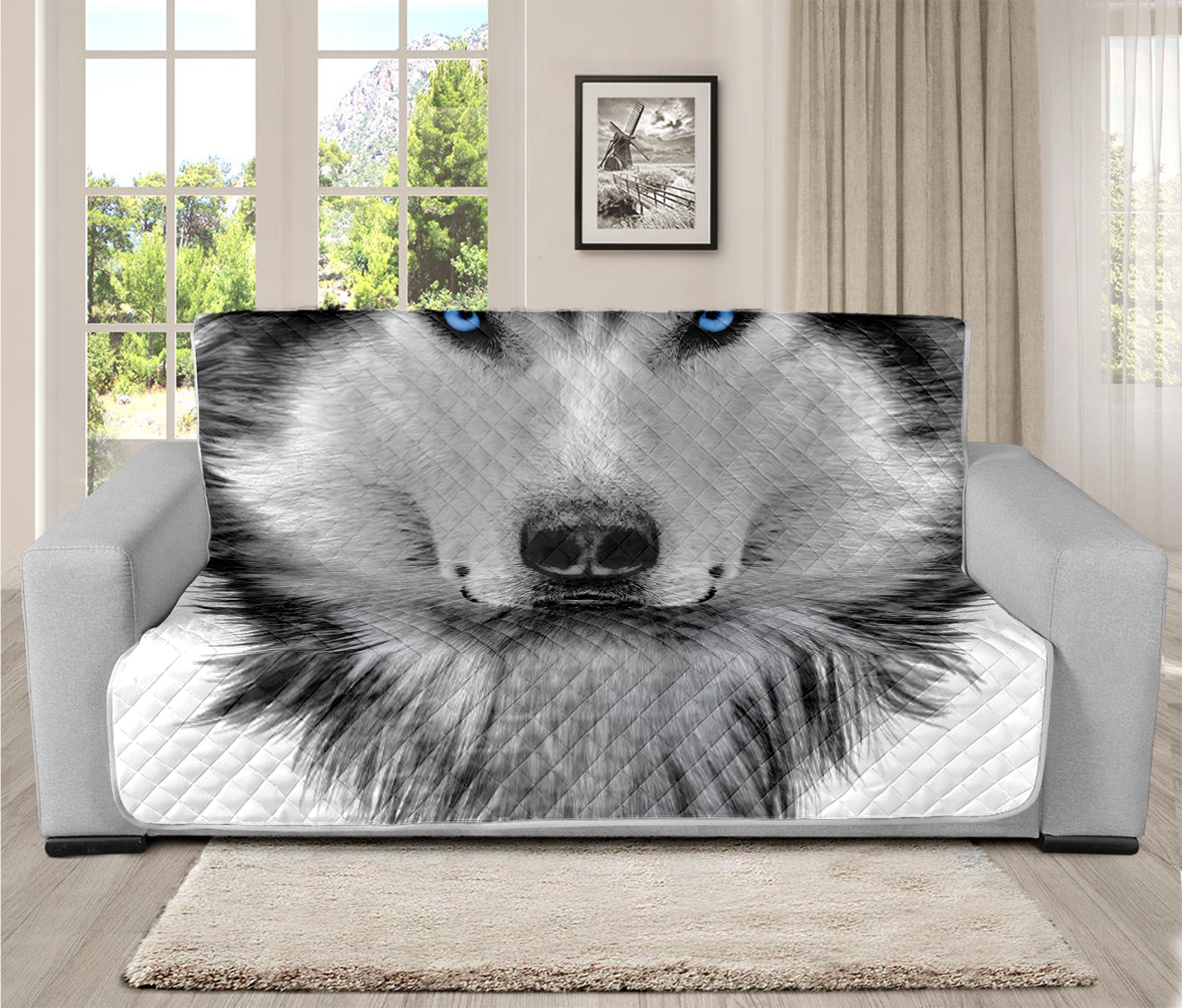 Siberian Husky Portrait Print Futon Protector