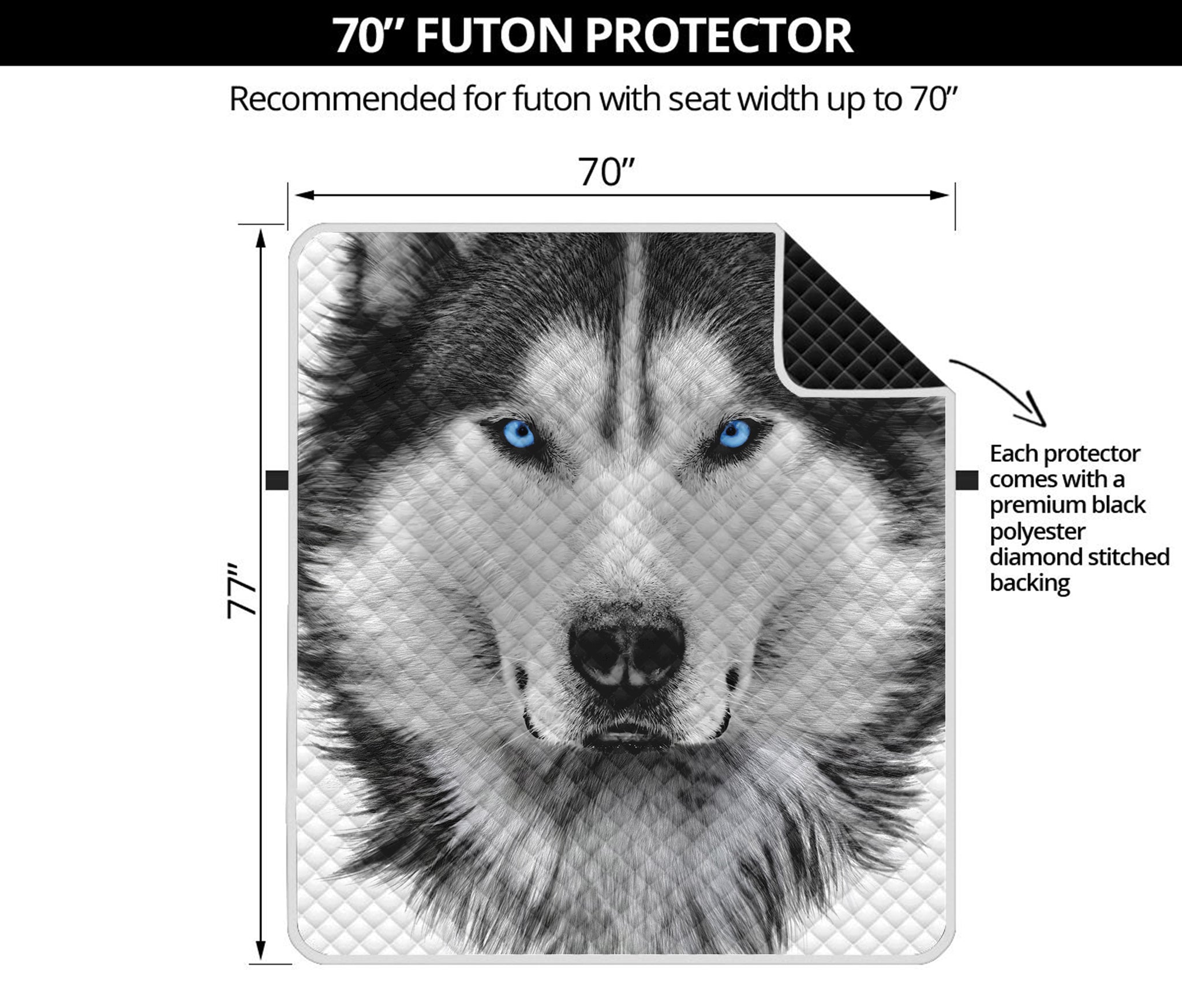 Siberian Husky Portrait Print Futon Protector