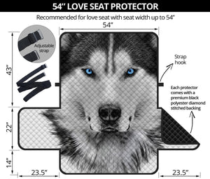 Siberian Husky Portrait Print Loveseat Protector