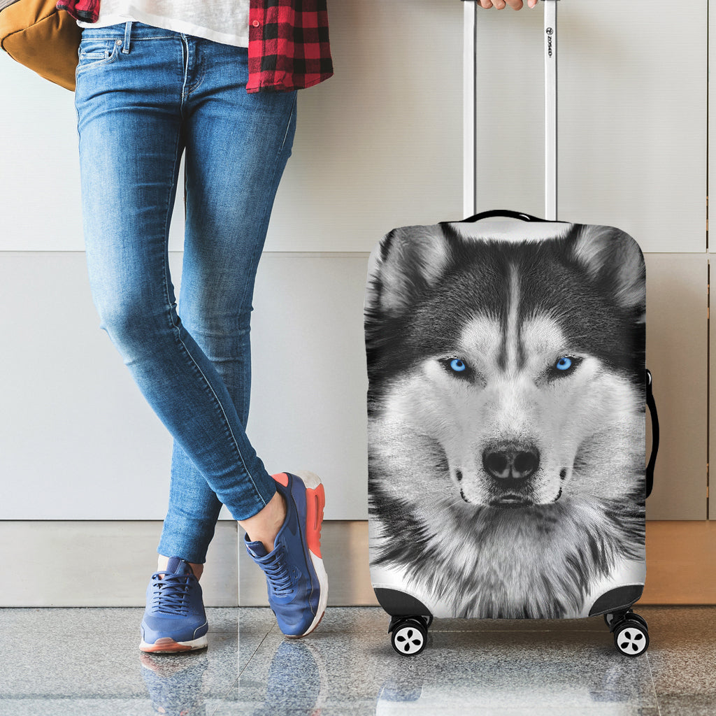 Siberian Husky Portrait Print Luggage Cover