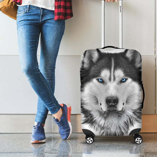 Siberian Husky Portrait Print Luggage Cover