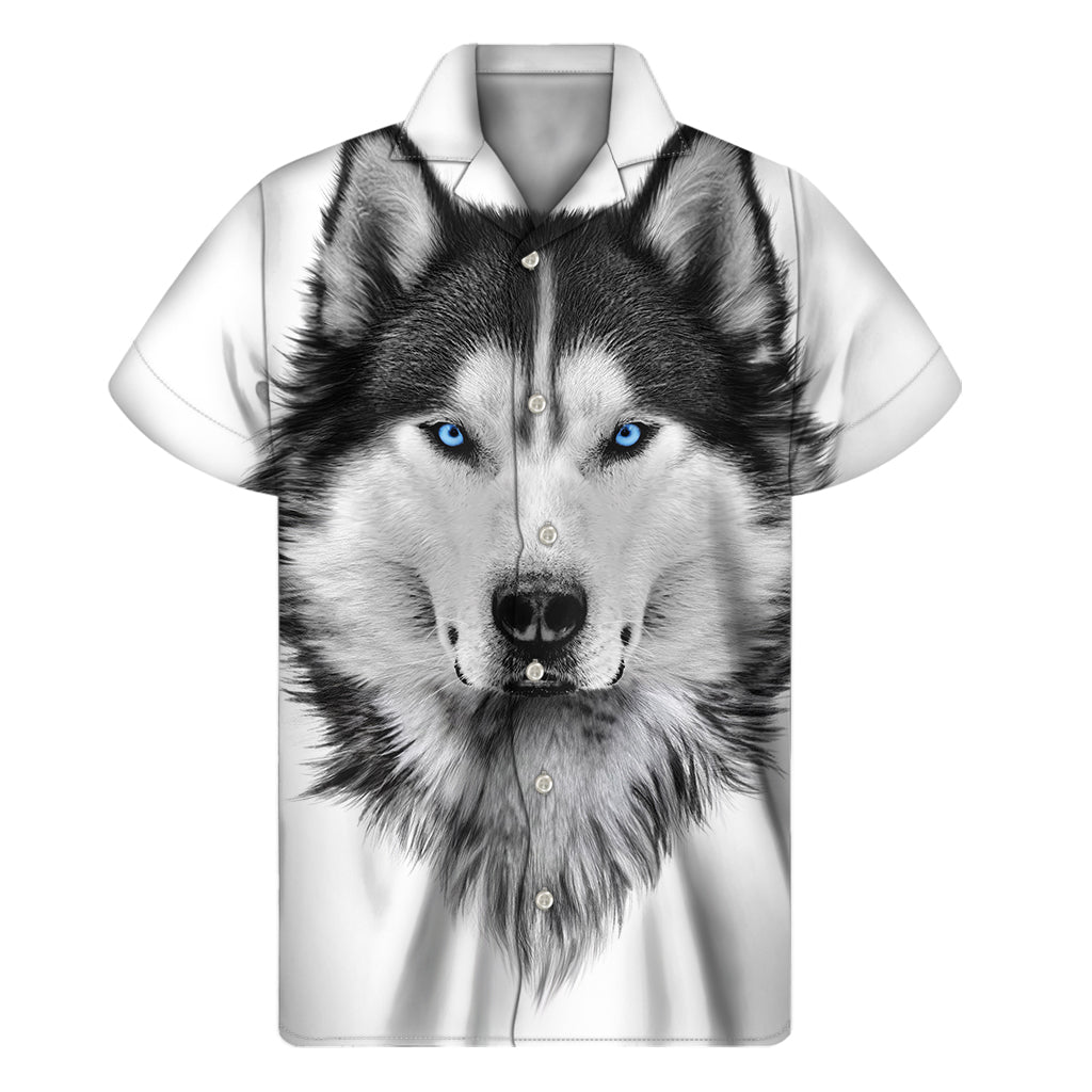 Siberian Husky Portrait Print Men's Short Sleeve Shirt