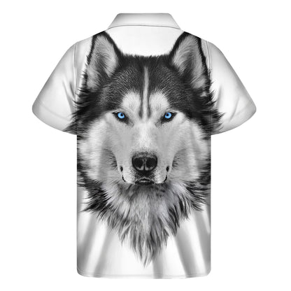 Siberian Husky Portrait Print Men's Short Sleeve Shirt