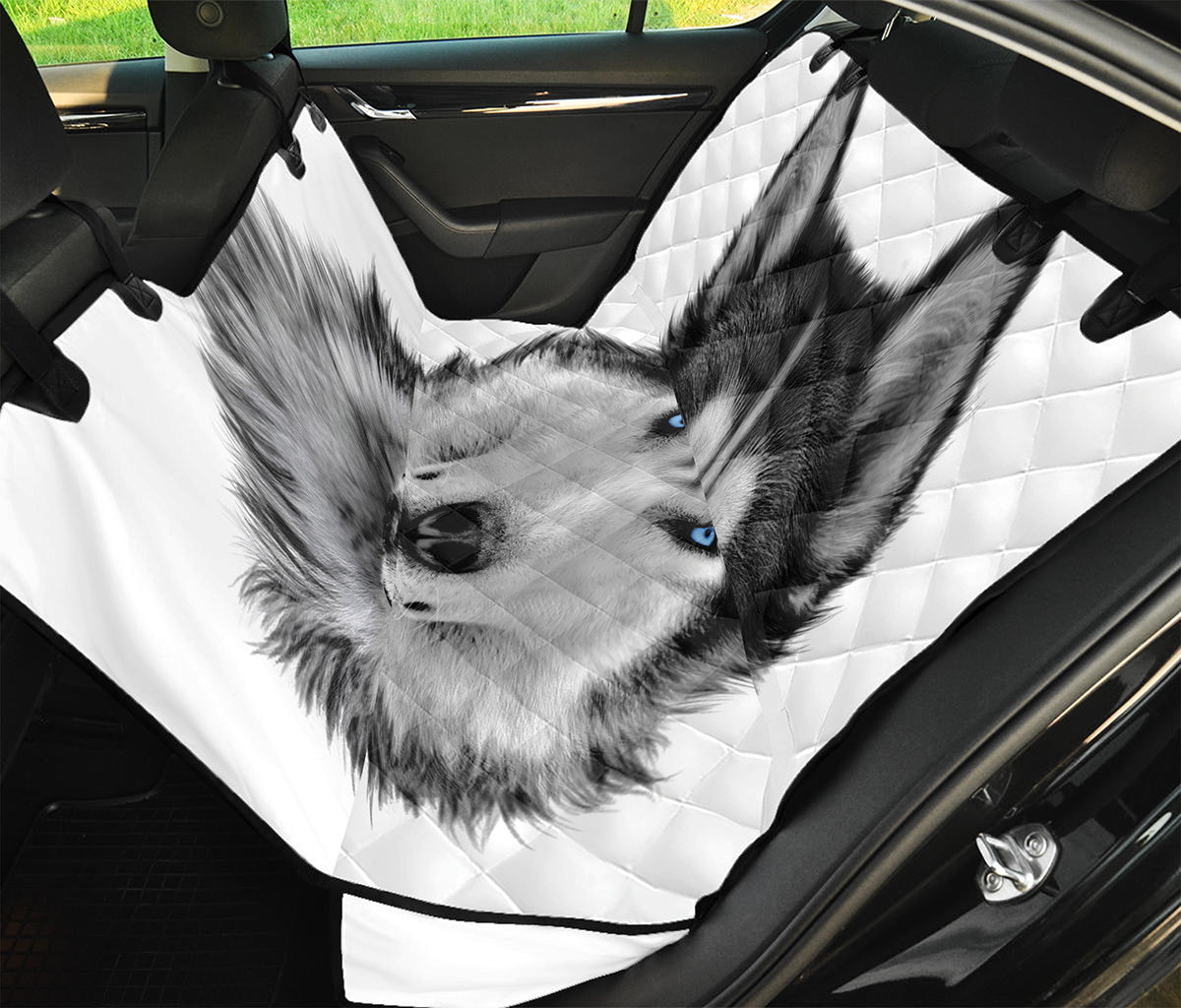 Siberian Husky Portrait Print Pet Car Back Seat Cover