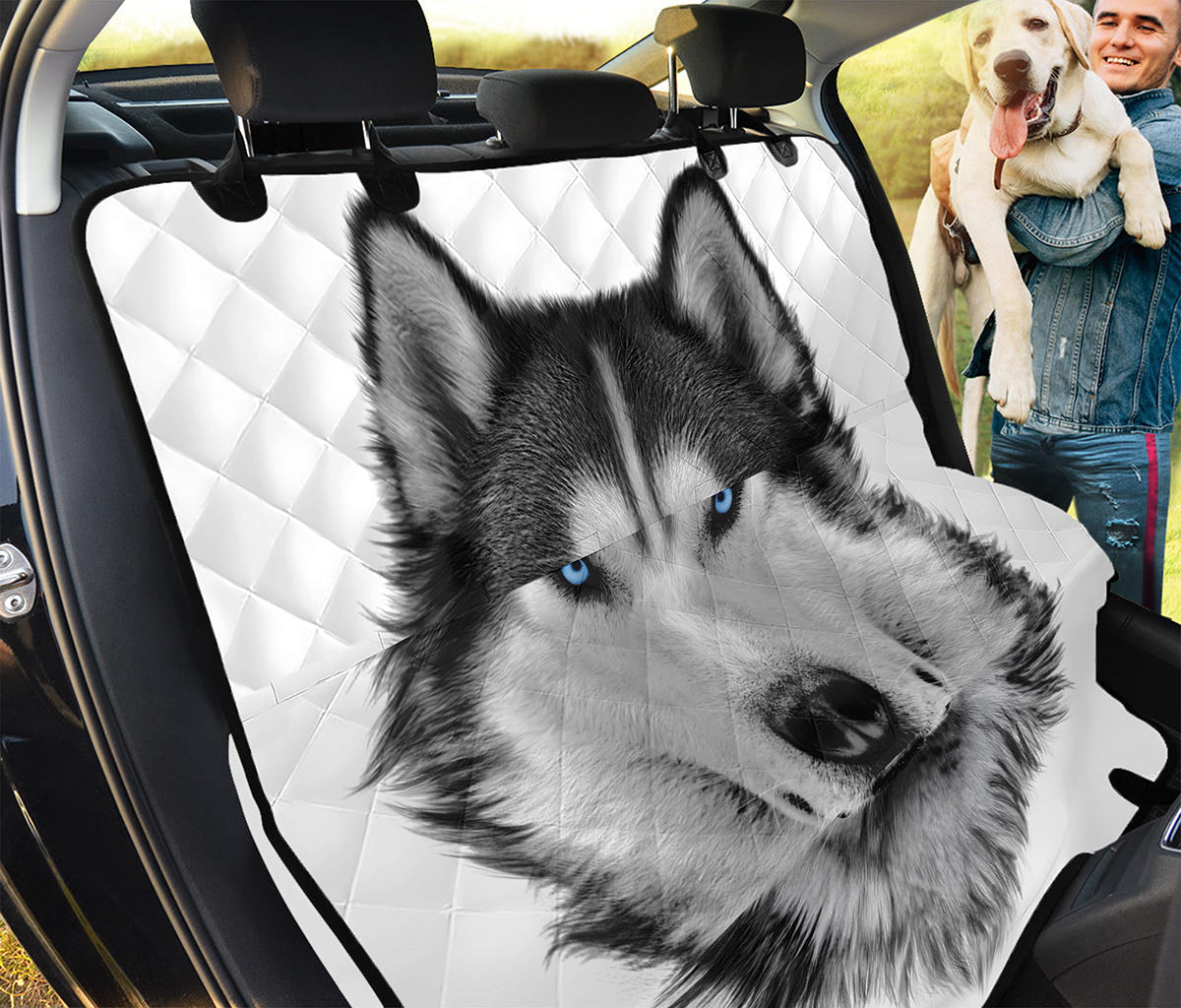Siberian Husky Portrait Print Pet Car Back Seat Cover