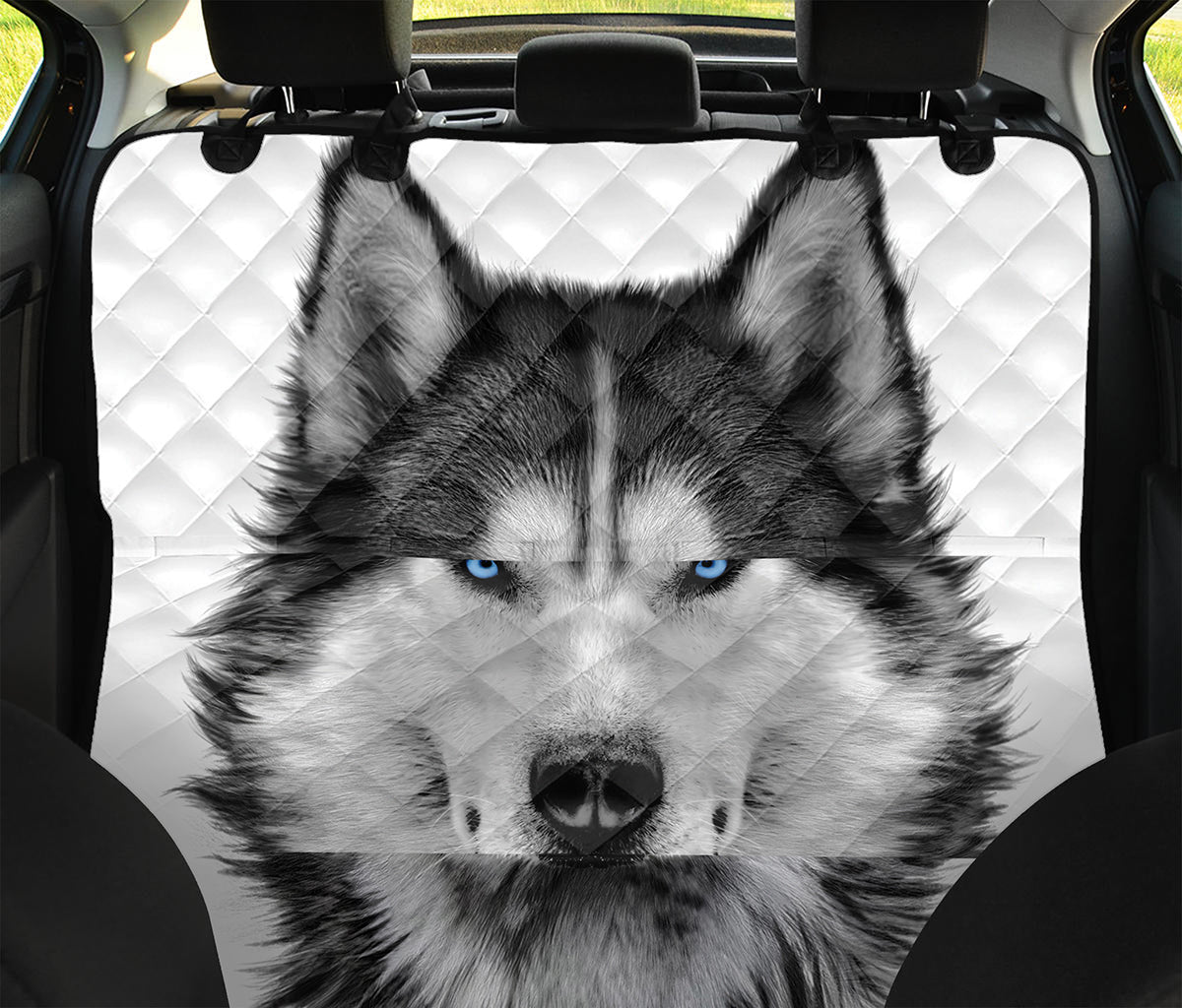Siberian Husky Portrait Print Pet Car Back Seat Cover