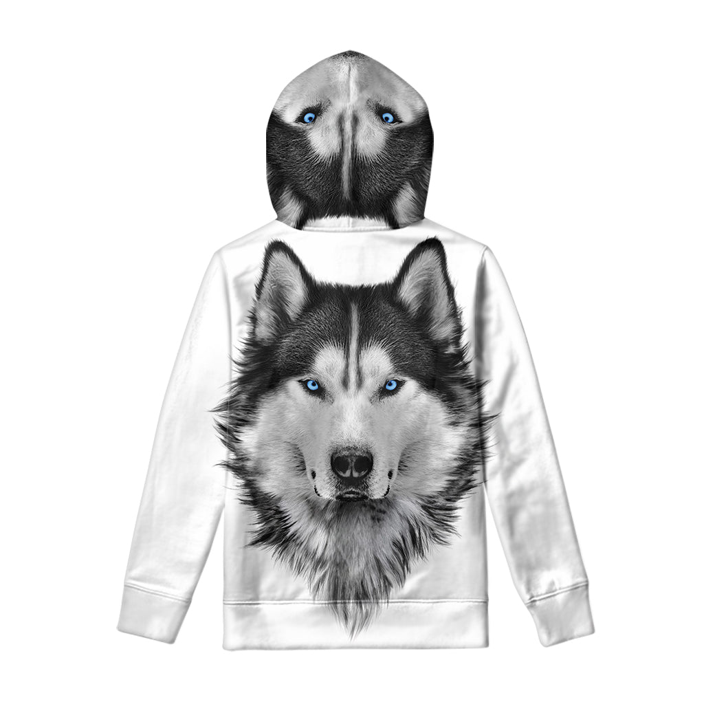 Siberian Husky Portrait Print Pullover Hoodie