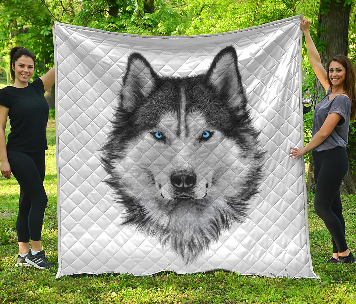 Siberian Husky Portrait Print Quilt