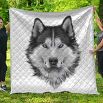Siberian Husky Portrait Print Quilt