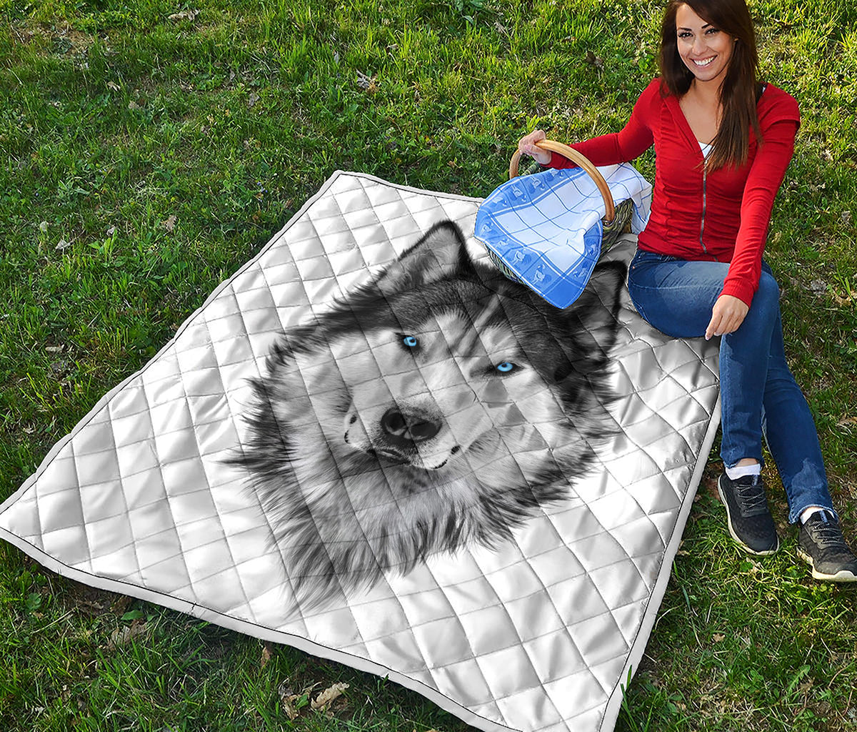 Siberian Husky Portrait Print Quilt