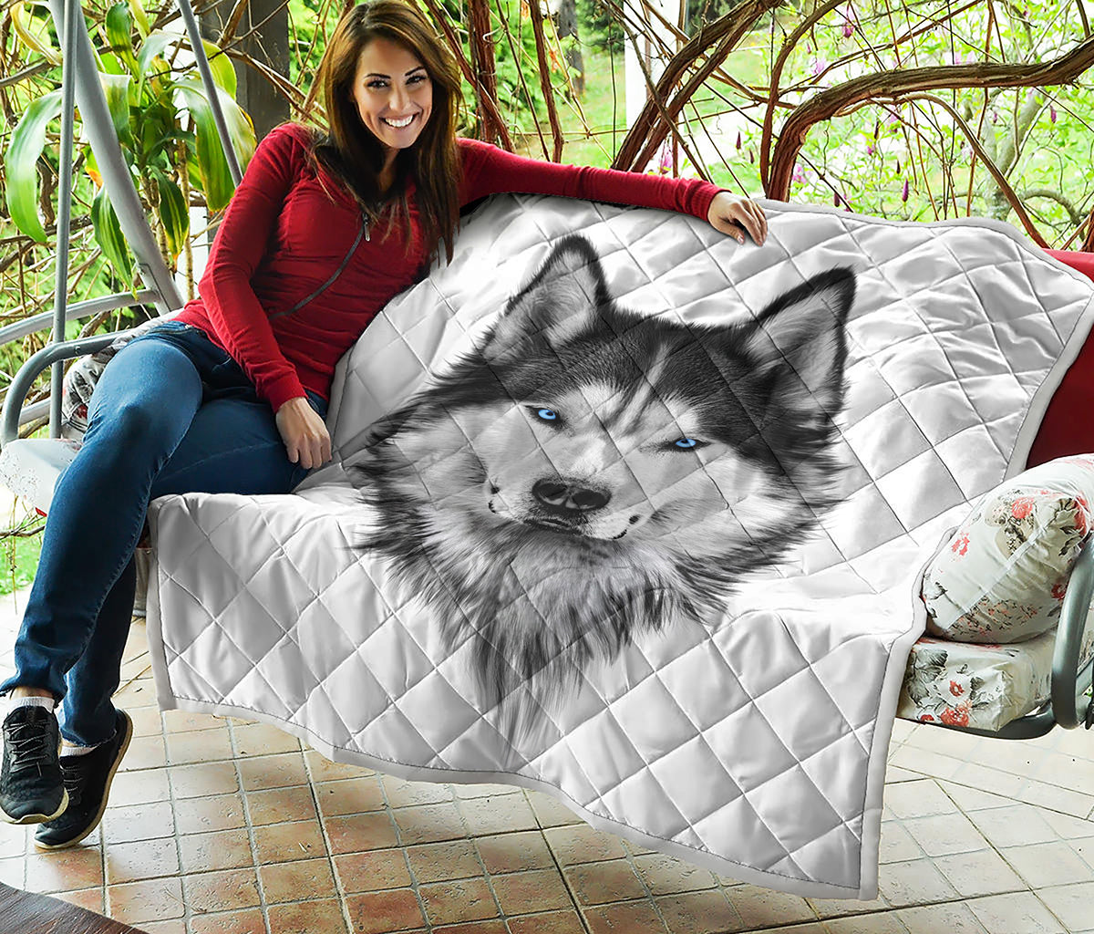 Siberian Husky Portrait Print Quilt