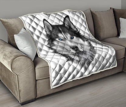 Siberian Husky Portrait Print Quilt