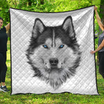Siberian Husky Portrait Print Quilt