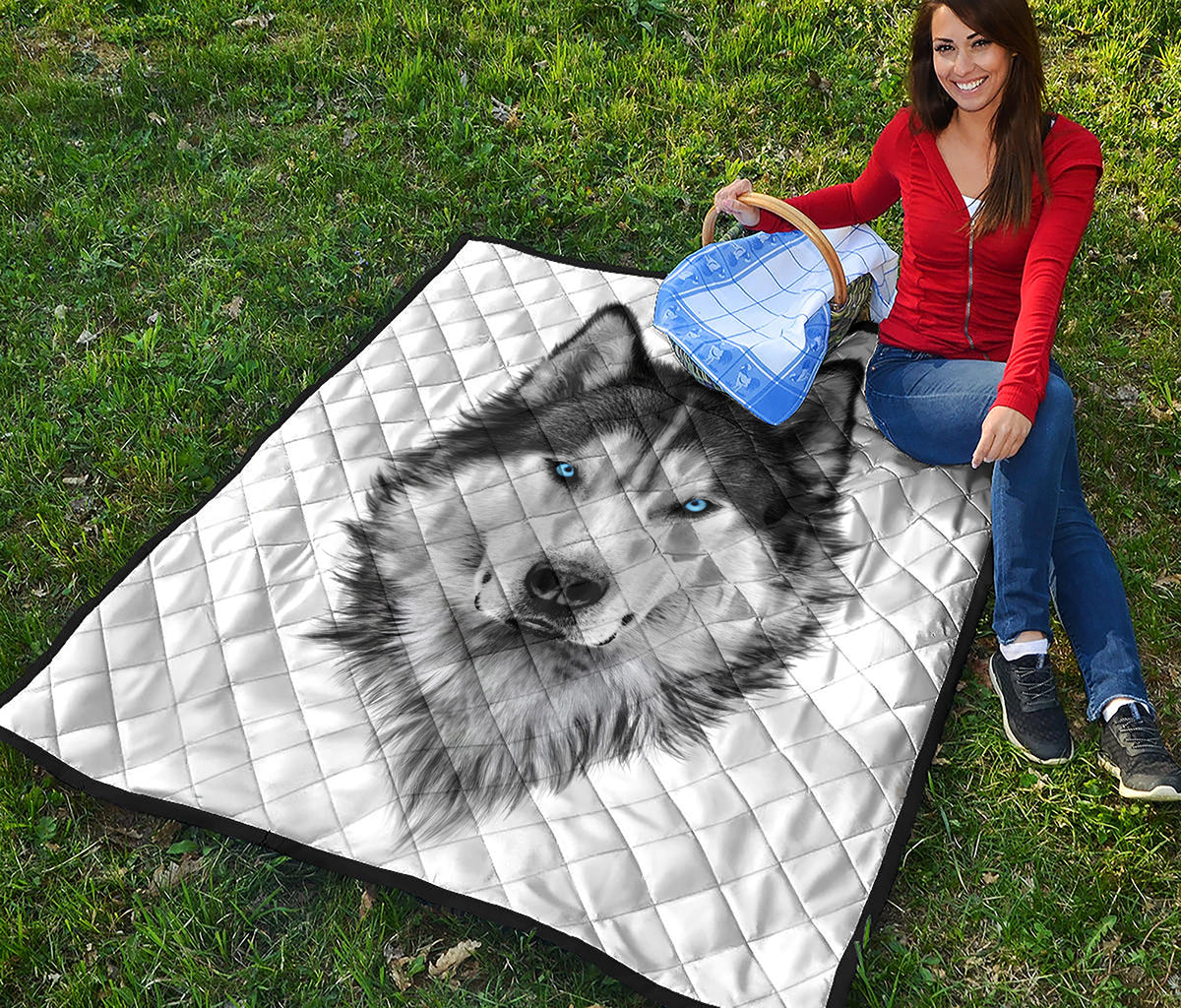 Siberian Husky Portrait Print Quilt