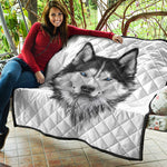 Siberian Husky Portrait Print Quilt