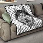 Siberian Husky Portrait Print Quilt