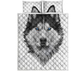 Siberian Husky Portrait Print Quilt Bed Set