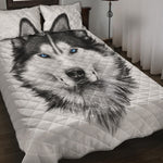 Siberian Husky Portrait Print Quilt Bed Set