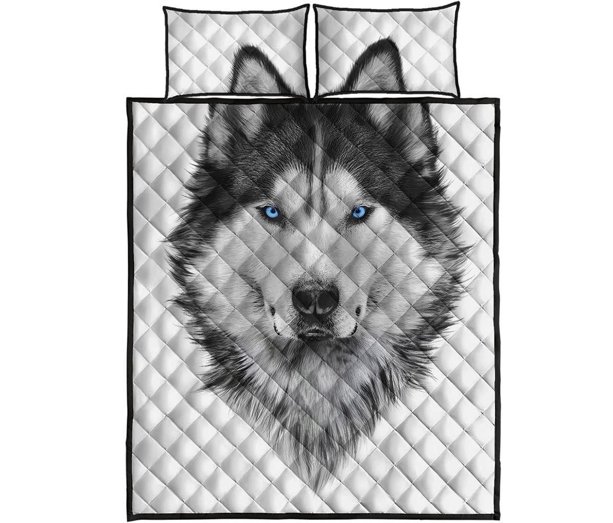 Siberian Husky Portrait Print Quilt Bed Set