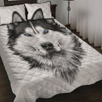Siberian Husky Portrait Print Quilt Bed Set