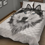 Siberian Husky Portrait Print Quilt Bed Set