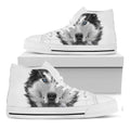Siberian Husky Portrait Print White High Top Sneakers