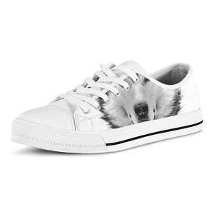 Siberian Husky Portrait Print White Low Top Shoes