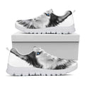 Siberian Husky Portrait Print White Running Shoes