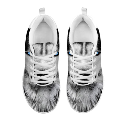Siberian Husky Portrait Print White Sneakers