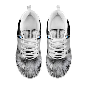 Siberian Husky Portrait Print White Sneakers
